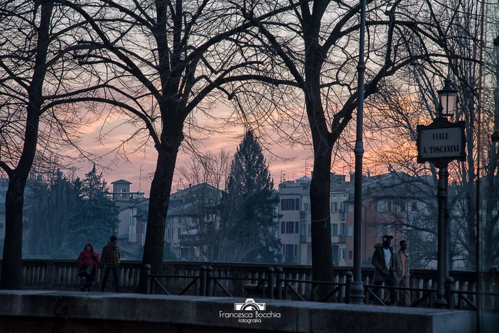 lungoparma parma paesaggio inverno tramonto